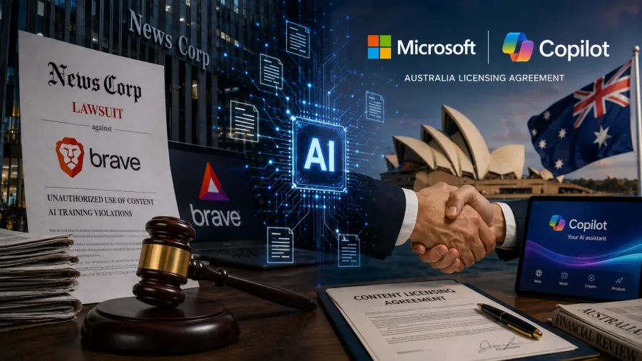 News Corp sues Brave, Microsoft signs Australian Copilot deal as AI licensing battles intensify