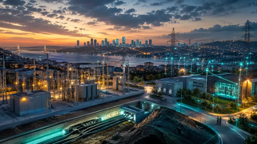 Modern electricity distribution grid, substation and smart infrastructure in Istanbul