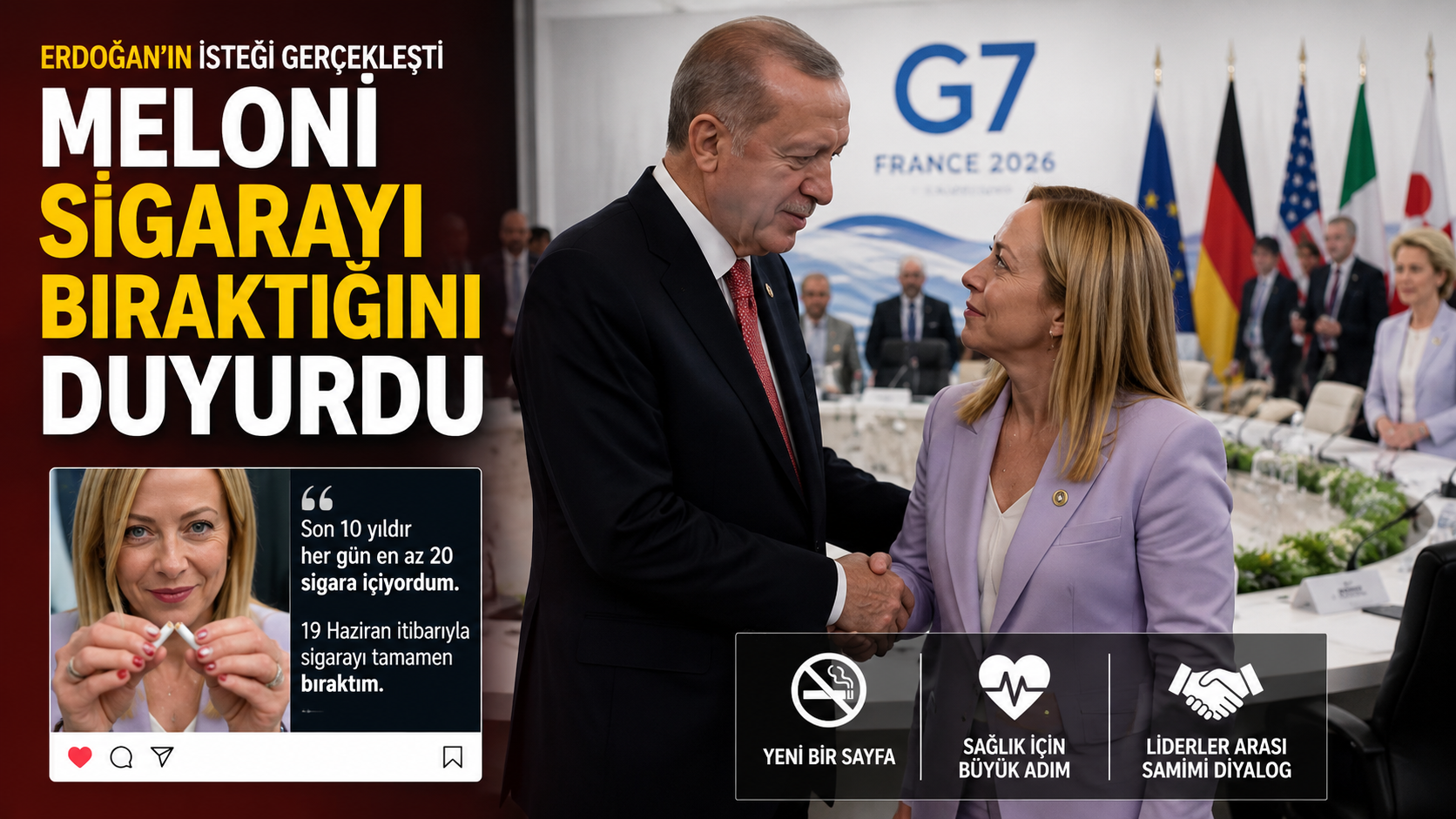 Erdoğan'ın İsteği Gerçekleşti: Meloni Sigarayı Bıraktığını Duyurdu