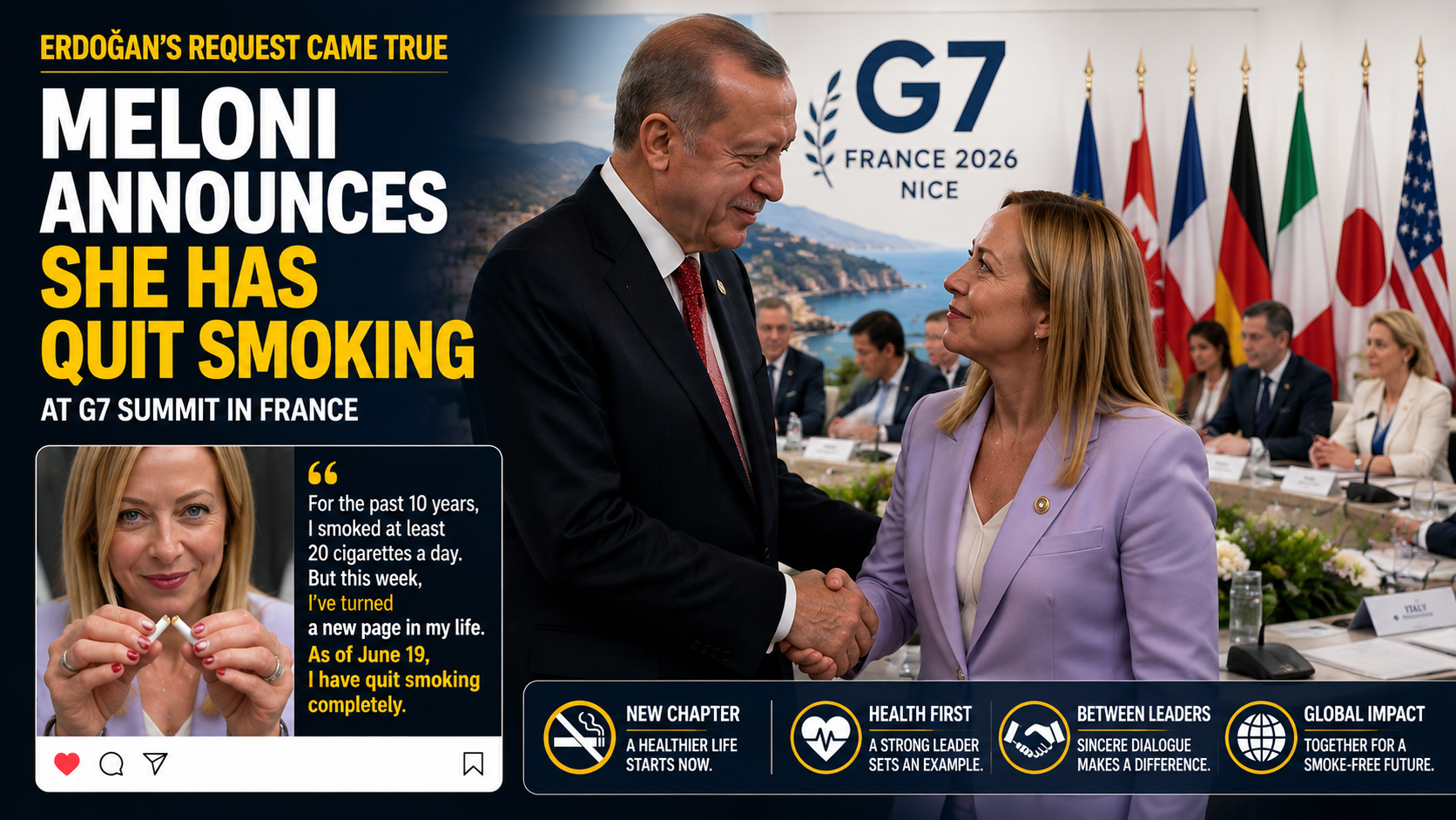 Erdogan's Wish Fulfilled: Meloni Announces She Quit Smoking